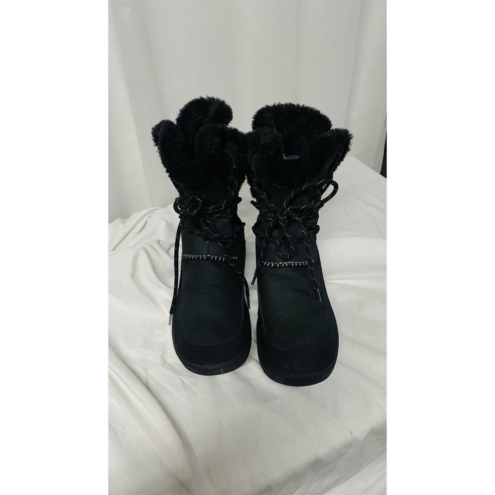 •Clarks Winter Boots Wave Walk Leather Faux Fur Insulated Waterproof 9.5 - Picture 6 of 10
